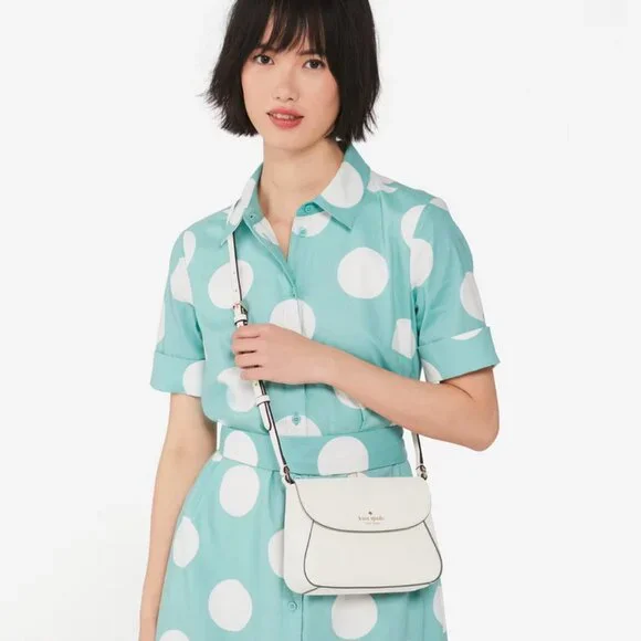 NEW Kate Spade Monica Small Flap Crossbody Bag Meringue Leather Purse KF364